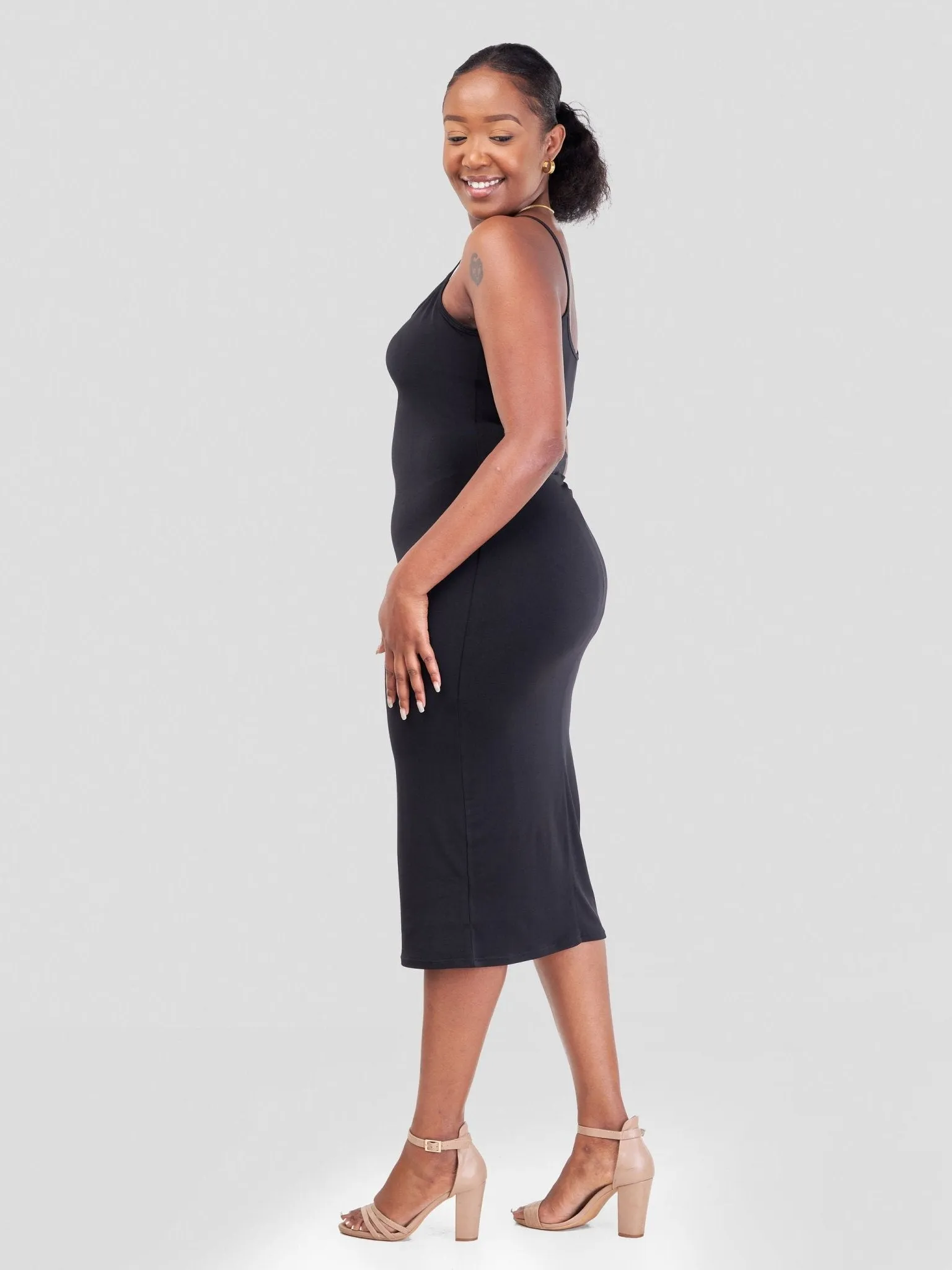 Vivo Naya Strappy Midi Body-Con Dress - Black